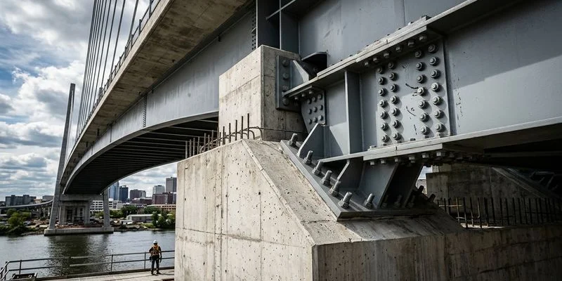 Most żelbetowy - typowa konstrukcja belkowa
